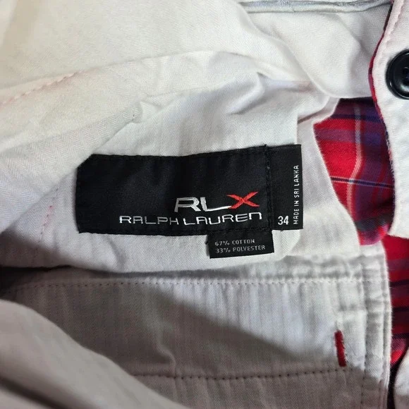 RLX Ralph Lauren Golf Shorts Mens 34 Red Multi Plaid Cotton Blend Performance - Picture 4 of 8